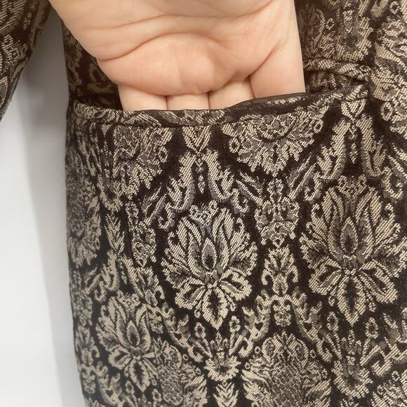 Dialogue brown tan baroque jacquard blazer jacket Women’s Size 16 Chic Career - Picture 6 of 12